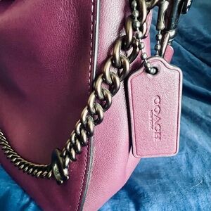 COACH Signature Chain Hobo purple leather handbag